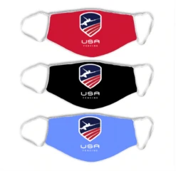 USA Fencing Non-Medical Face Covering 3 Pack - Red/Black/Light Blue
