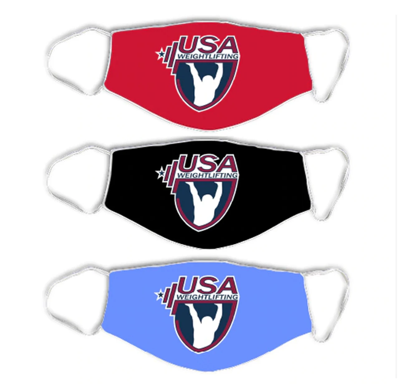 USA Weightlifting Non-Medical Face Covering 3 Pack - Red/Black/Light Blue 1 USA Weightlifting Non-Medical Face Covering 3 Pack - Red/Black/Light Blue
