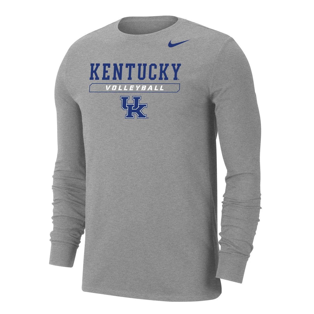 Nike Men's Volleyball University Of Kentucky Dri-Fit Cotton Long Sleeve Tee - Dark Heather 1 Nike Men's Volleyball University Of Kentucky Dri-Fit Cotton Long Sleeve Tee - Dark Heather