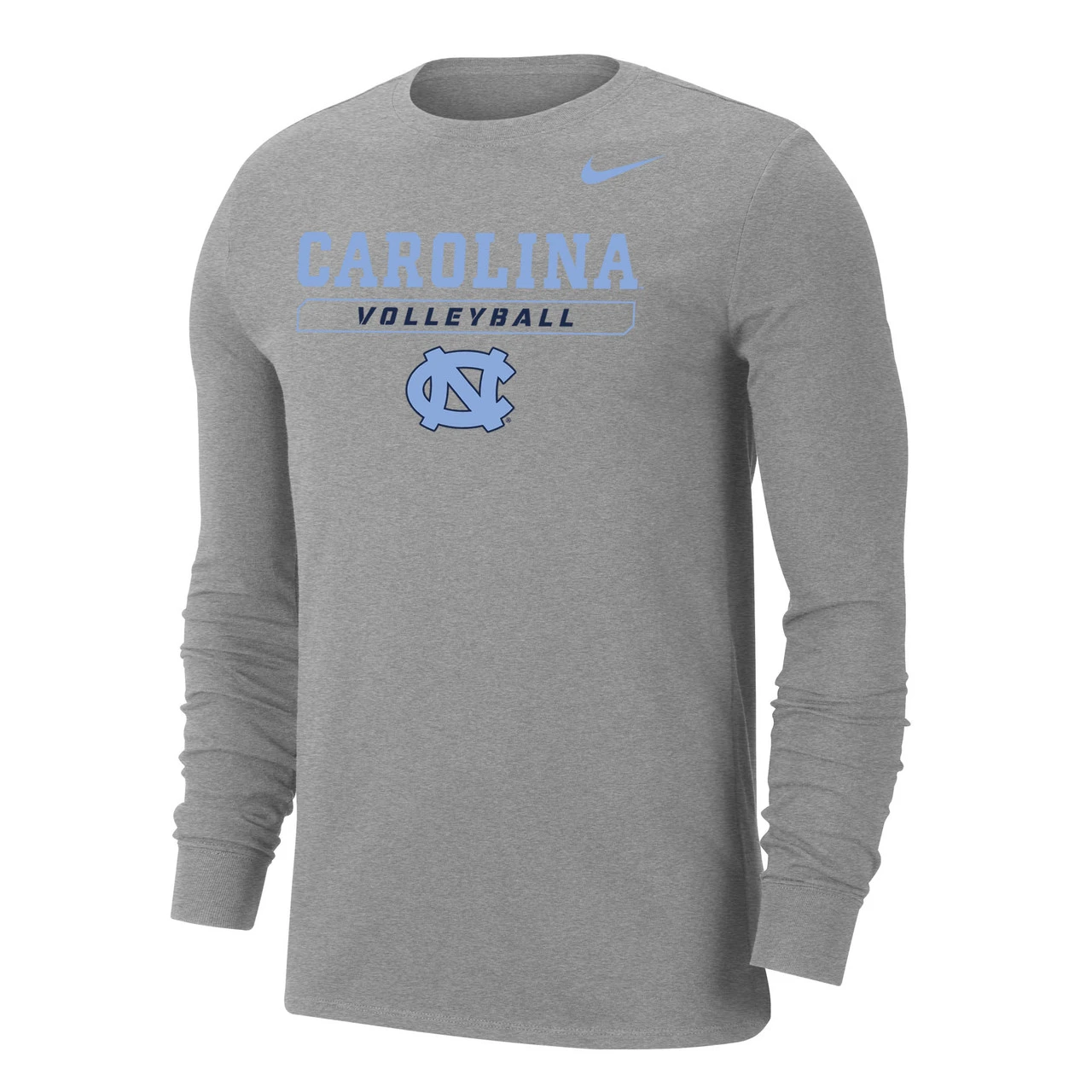 Nike Men's Volleyball University Of North Carolina Dri-Fit Cotton Long Sleeve Tee - Dark Heather 1 Nike Men's Volleyball University Of North Carolina Dri-Fit Cotton Long Sleeve Tee - Dark Heather