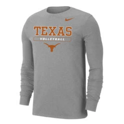 Nike Men's Volleyball University Of Texas Dri-Fit Cotton Long Sleeve Tee - Dark Heather