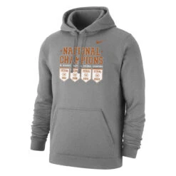 Nike Unisex Volleyball University Of Texas 4-Time Champions Club Fleece Hoodie - Dark Grey Heather