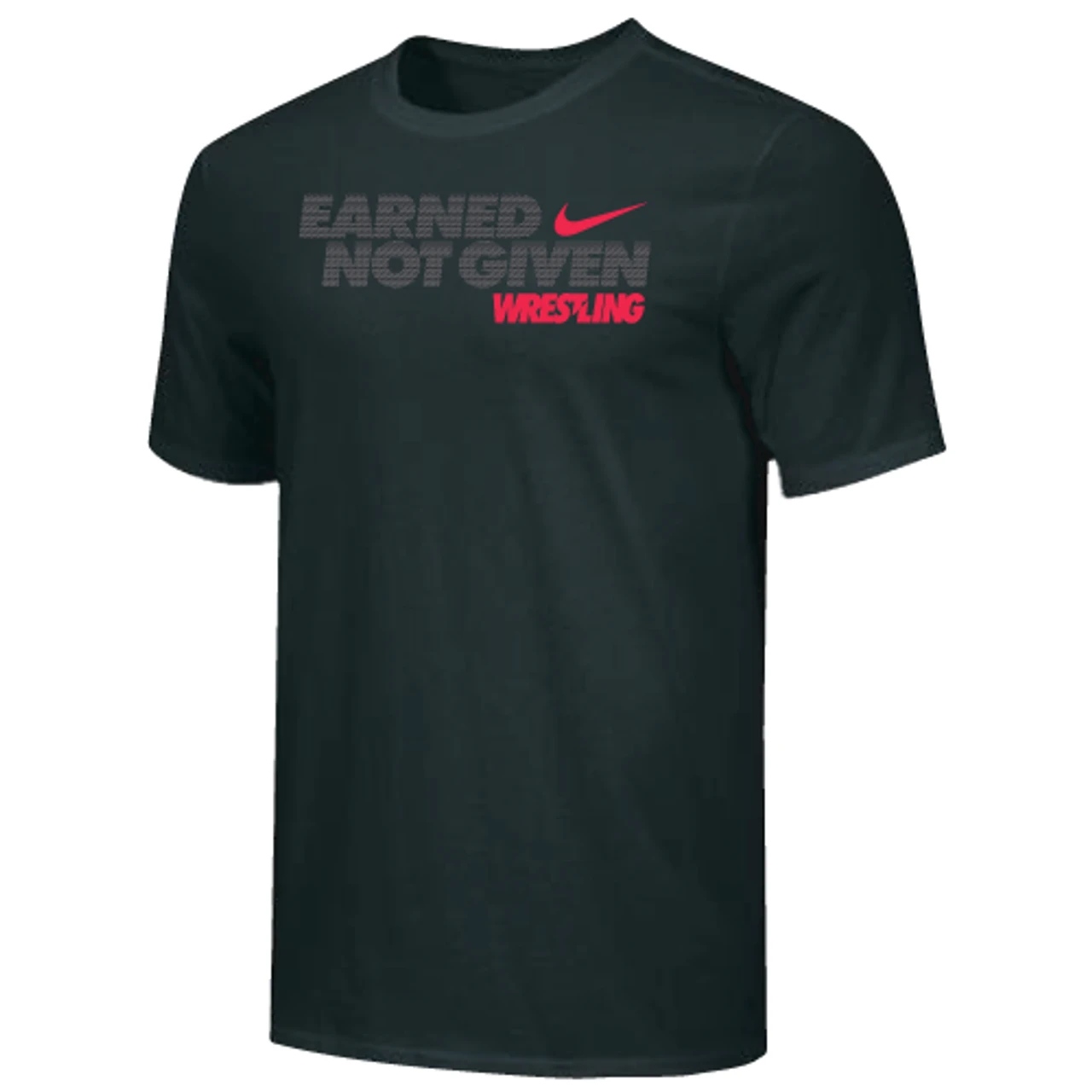 Nike Men's Wrestling Earned Not Given Tee - Black/Grey/Red 1 Nike Men's Wrestling Earned Not Given Tee - Black/Grey/Red