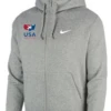 Nike Men's USA Wrestling Club Fleece Full Zip Hoodie - Heather Grey