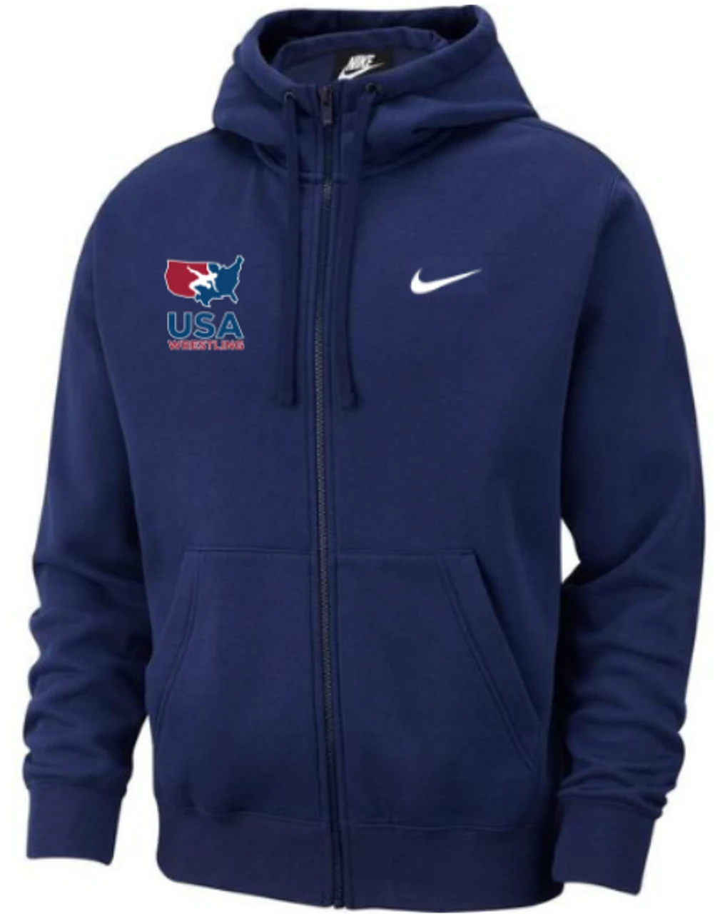 Nike Men's USA Wrestling Club Fleece Full Zip Hoodie - Navy/White 1 Nike Men's USA Wrestling Club Fleece Full Zip Hoodie - Navy/White
