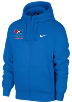 Nike Youth USA Wrestling Club Fleece Full Zip Hoodie - Royal