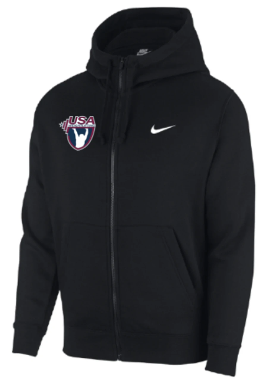 Nike Men's USA Weightlifting Club Fleece Full Zip Hoodie - Black 1 Nike Men's USA Weightlifting Club Fleece Full Zip Hoodie - Black
