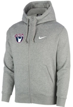 Nike Men's USA Weightlifting Club Fleece Full Zip Hoodie - Heather Grey