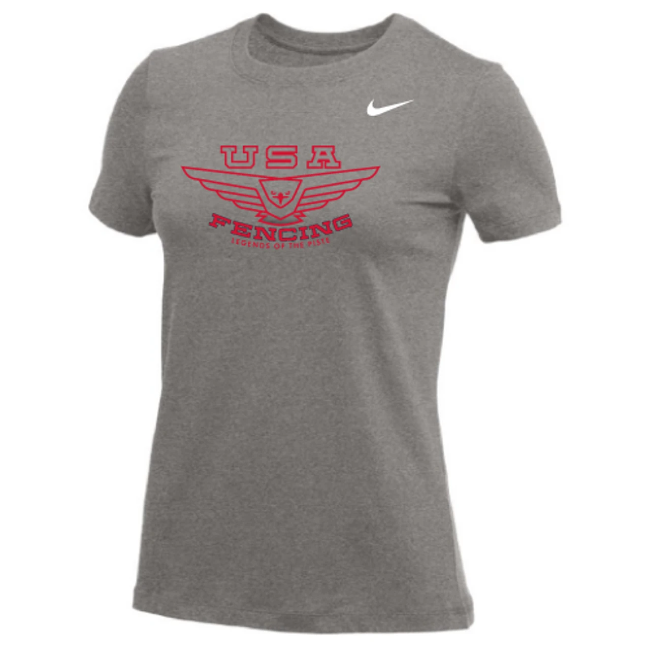 Nike Women's USA Fencing Legends Of The Piste Tee - Grey/Red 1 Nike Women's USA Fencing Legends Of The Piste Tee - Grey/Red