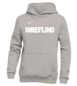 Nike Youth Wrestling Pullover Club Fleece Hoodie - Grey/White