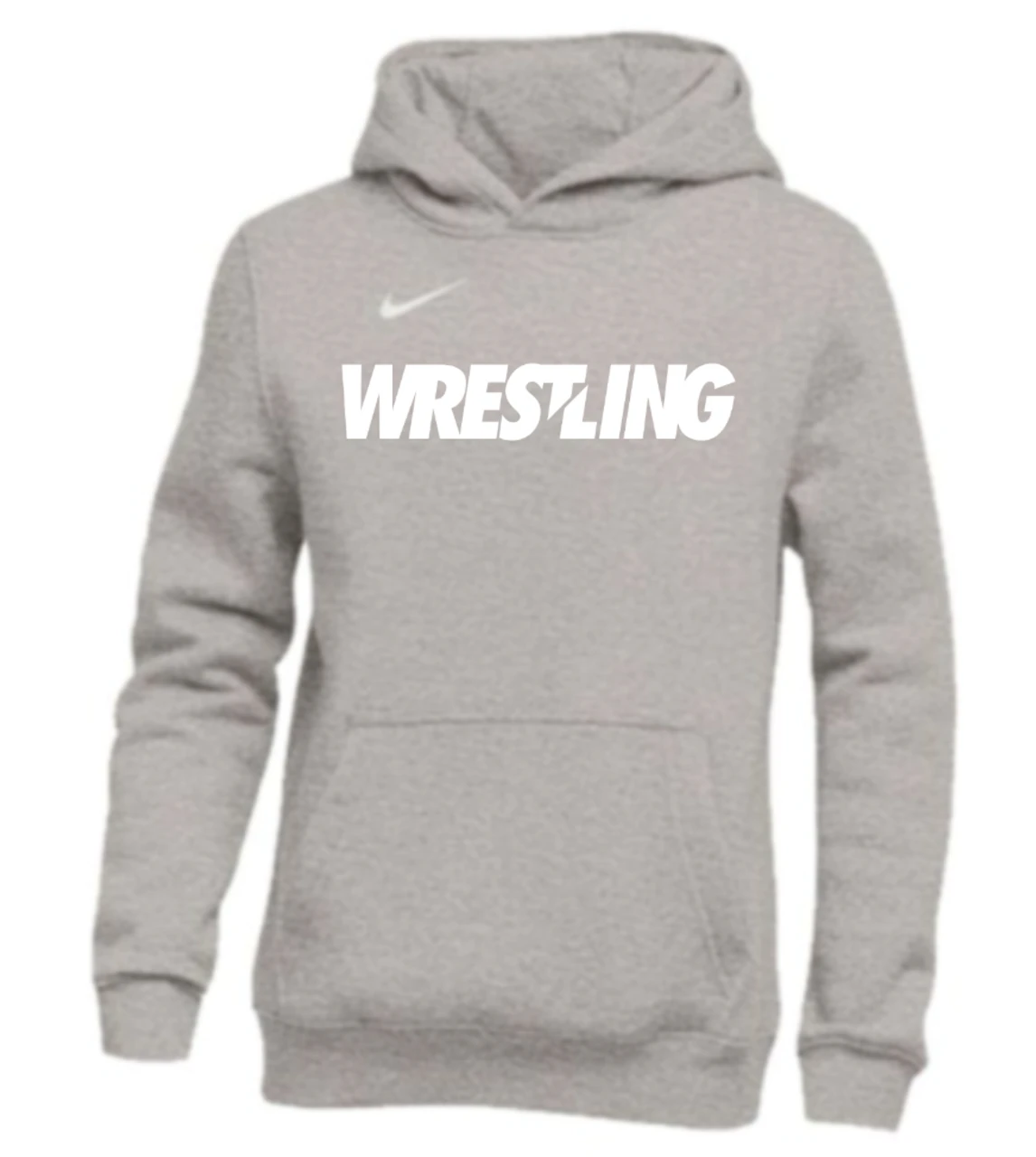 Nike Youth Wrestling Pullover Club Fleece Hoodie - Grey/White 1 Nike Youth Wrestling Pullover Club Fleece Hoodie - Grey/White