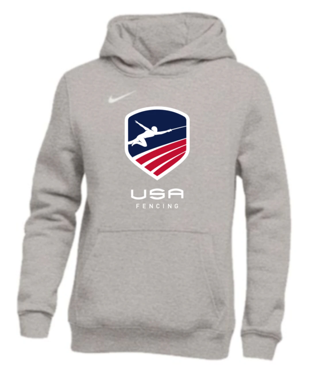 Nike Youth USA Fencing Pullover Club Fleece Hoodie - Grey/White 1 Nike Youth USA Fencing Pullover Club Fleece Hoodie - Grey/White