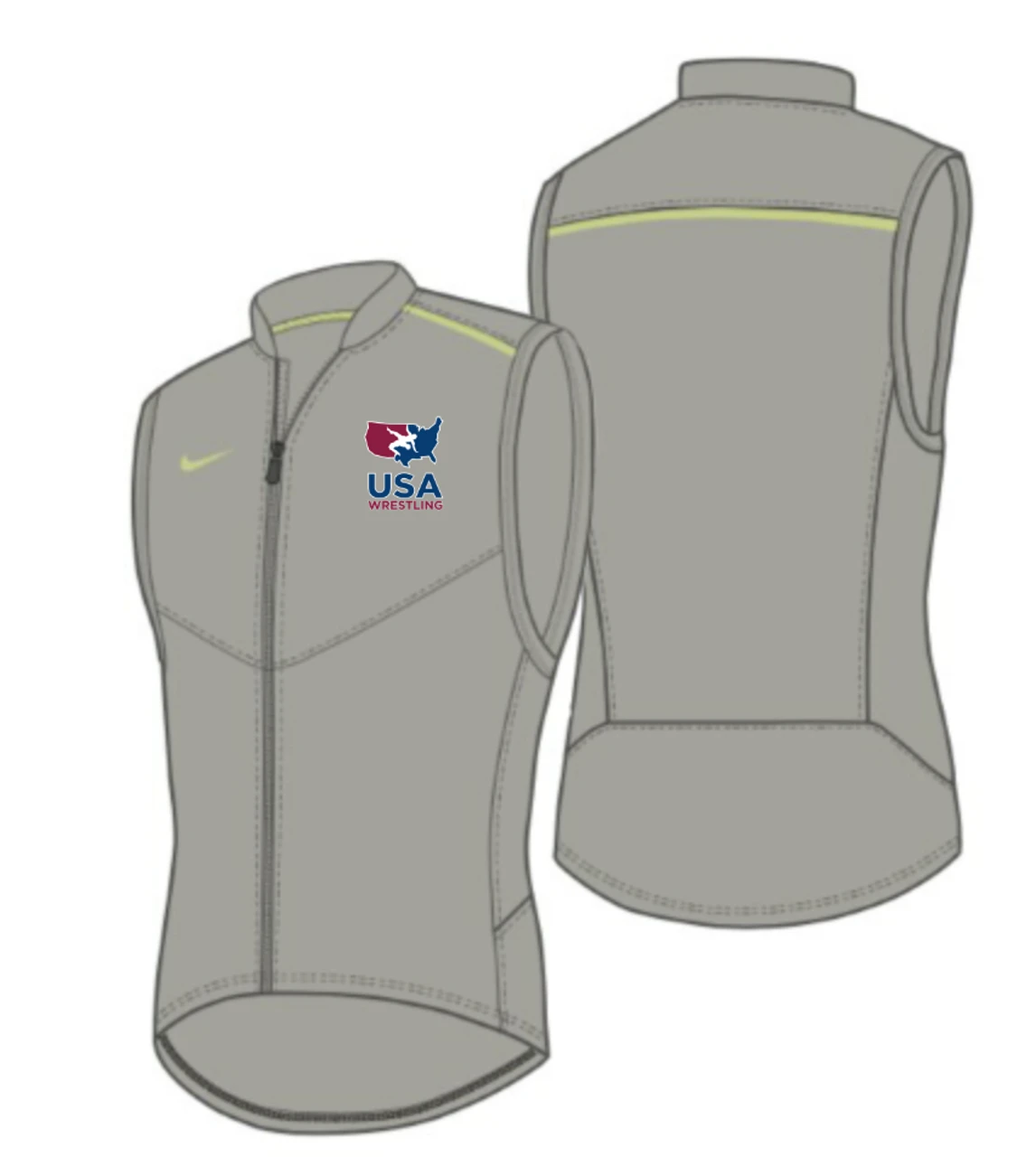 Nike Men's USA Wrestling Performance Vest - Pewter 1 Nike Men's USA Wrestling Performance Vest - Pewter