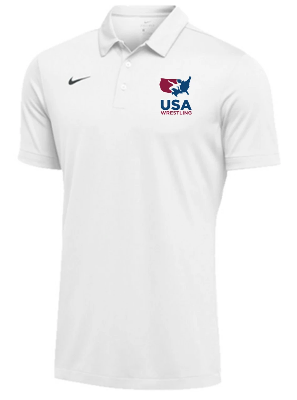 Nike Men's USA Wrestling SS Polo - White 1 Nike Men's USA Wrestling SS Polo - White