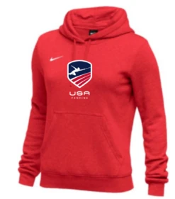 Nike Women's USAF Club Fleece Pullover Hoodie - Scarlet