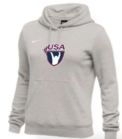 Nike Women's USA Weightlifting Club Fleece Pullover Hoodie - Heather Grey