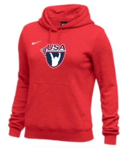 Nike Women's USA Weightlifting Club Fleece Pullover Hoodie - Scarlet