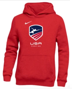 Nike Youth USA Fencing Club Fleece Pullover Hoodie - Scarlet