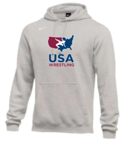 Nike Men's USA Wrestling Club Fleece Pullover Hoodie - Heather Grey