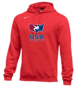 Nike Men's USA Wrestling Club Fleece Pullover Hoodie - Scarlet