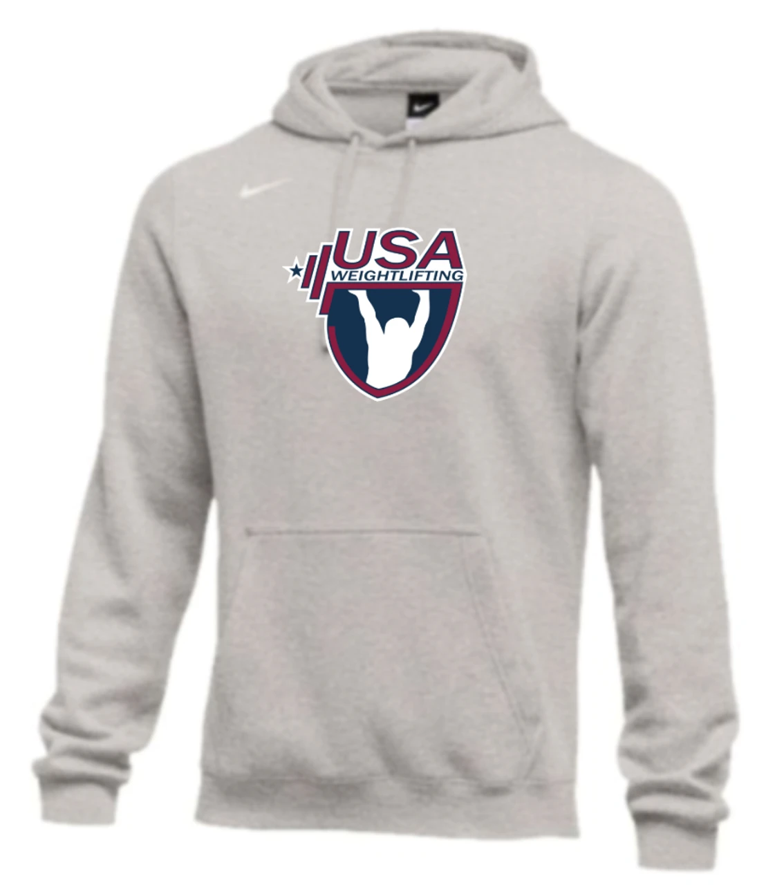 Nike Men's USA Weightlifting Club Fleece Pullover Hoodie - Heather Grey 1 Nike Men's USA Weightlifting Club Fleece Pullover Hoodie - Heather Grey