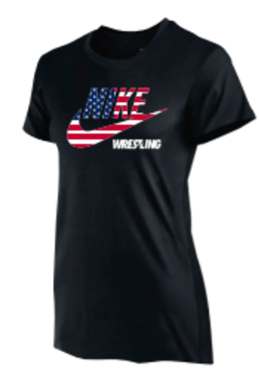Nike Women's Wrestling USA Flag Tee - Black 1 Nike Women's Wrestling USA Flag Tee - Black