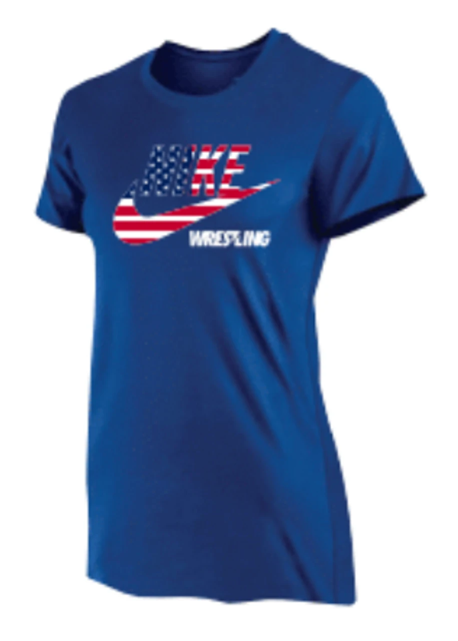 Nike Women's Wrestling USA Flag Tee - Royal 1 Nike Women's Wrestling USA Flag Tee - Royal