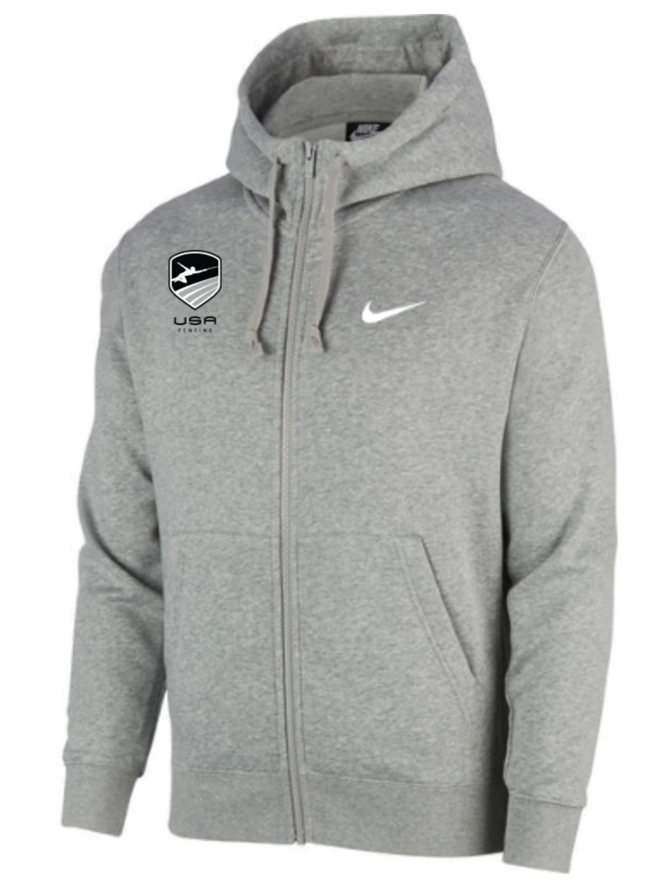 Nike Youth USA Fencing Club Fleece Full Zip Hoodie - Heather Grey/Monocrome 1 Nike Youth USA Fencing Club Fleece Full Zip Hoodie - Heather Grey/Monocrome