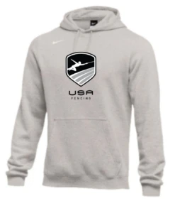Nike Men's USA Fencing Club Fleece Pullover Hoodie - Heather Grey/Monocrome