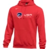 Nike Men's USA Fencing Club Horizontal Logo Fleece Pullover Hoodie - Scarlet/Blue
