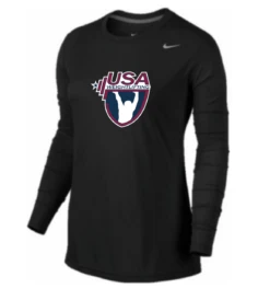 Nike Women's USA Weightlifting Legend LS Crew - Black/Black/Cool Grey