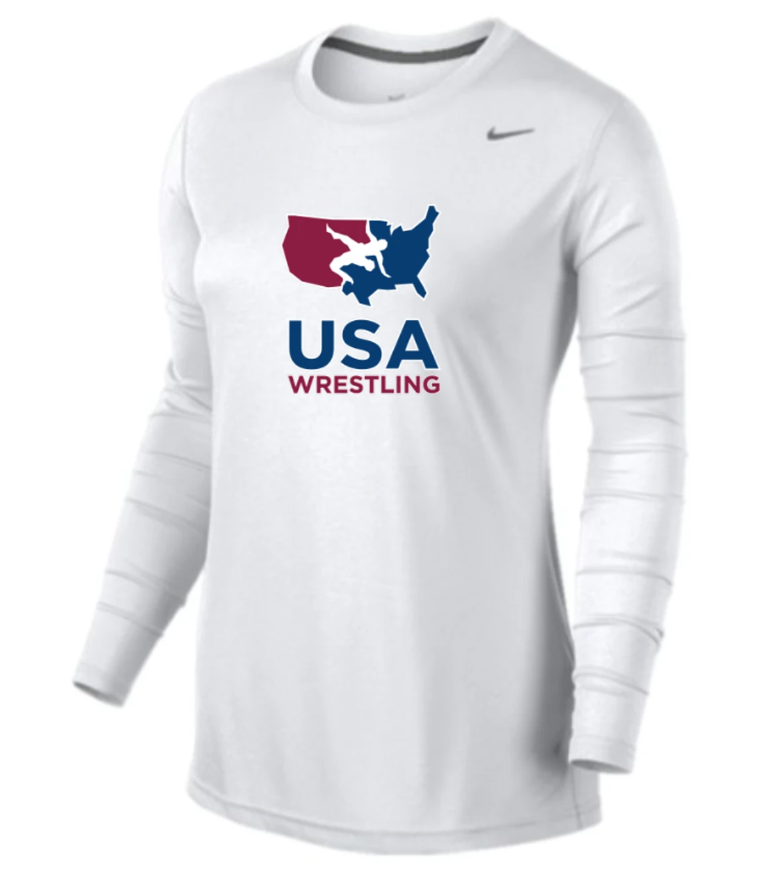 Nike Women's USA Wrestling Legend LS Crew - White/Cool Grey 1 Nike Women's USA Wrestling Legend LS Crew - White/Cool Grey
