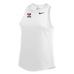 Nike Women's USA Wrestling Left Chest Dry High Neck Tank - White