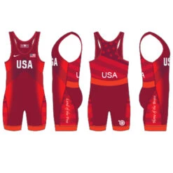 Nike Youth USA Wrestling Budapest Tour Wrestling Singlet - Red
