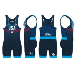 Nike Youth USA Wrestling Paris Tour Wrestling Singlet - Navy