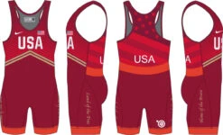 Nike Women's USA Wrestling Double Chevron Tour Wrestling Singlet - Red
