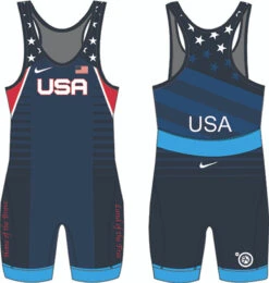 Nike Youth USA Wrestling Old Glory Singlet - Blue