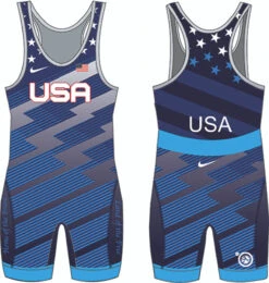 Nike Men's USA Wrestling Lightning Bolt Singlet - Blue