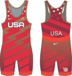 Nike Men's USA Wrestling Lightning Bolt Singlet - Red