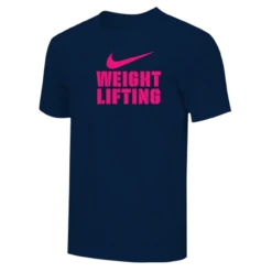 Nike Men's Weightlifting Stacked Tee - Navy/Fluorescent Pink