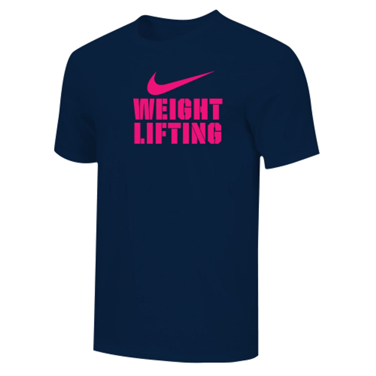 Nike Men's Weightlifting Stacked Tee - Navy/Fluorescent Pink 1 Nike Men's Weightlifting Stacked Tee - Navy/Fluorescent Pink
