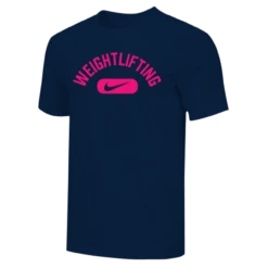 Nike Men's Weightlifting Swoosh Tee - Navy/Fluorescent Pink