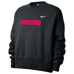 Nike Women’s Boxing Fleece Trend Crew - Black/Fluorescent Raspberry