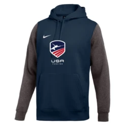 Nike Men's USA Fencing Club Fleece Color Block Hoodie - Navy/Grey