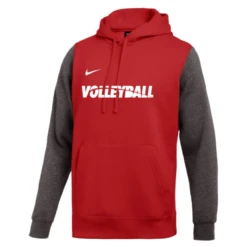 Nike Men's Volleyball Club Fleece Color Block Hoodie - Red/Grey
