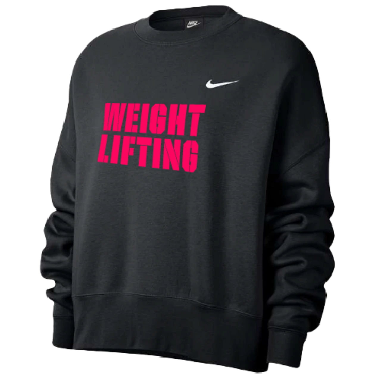 Nike Women’s Weightlifting Fleece Trend Crew - Black/Fluorescent Raspberry 1 Nike Women’s Weightlifting Fleece Trend Crew - Black/Fluorescent Raspberry