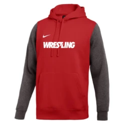 Nike Men's Wrestling Club Fleece Color Block Hoodie - Red/Grey